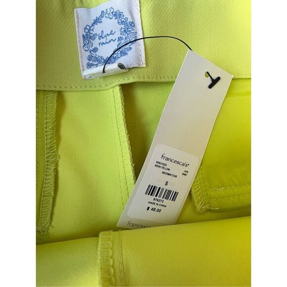 Blue Rain Francesca’s Collection Neon Yellow Asymmetrical Skort - Picture 6 of 10